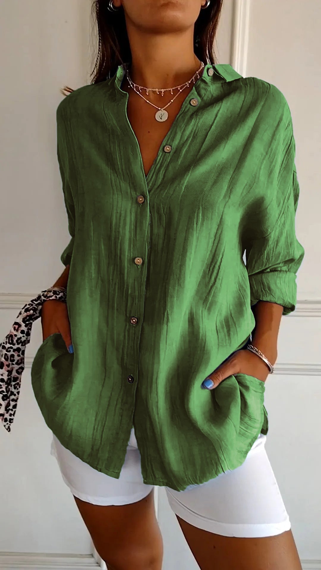 Julia | Women's Casual Button-Down Shirt Oversized Long Sleeve – Long Sleeve, Casual