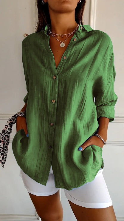 Julia | Women's Casual Button-Down Shirt Oversized Long Sleeve – Long Sleeve, Casual