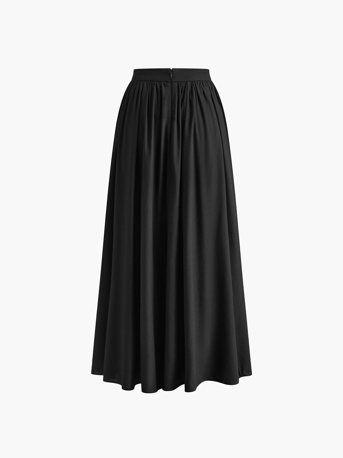 Annette | Women's High Waist Pleated A-Line Maxi Skirt with Pockets