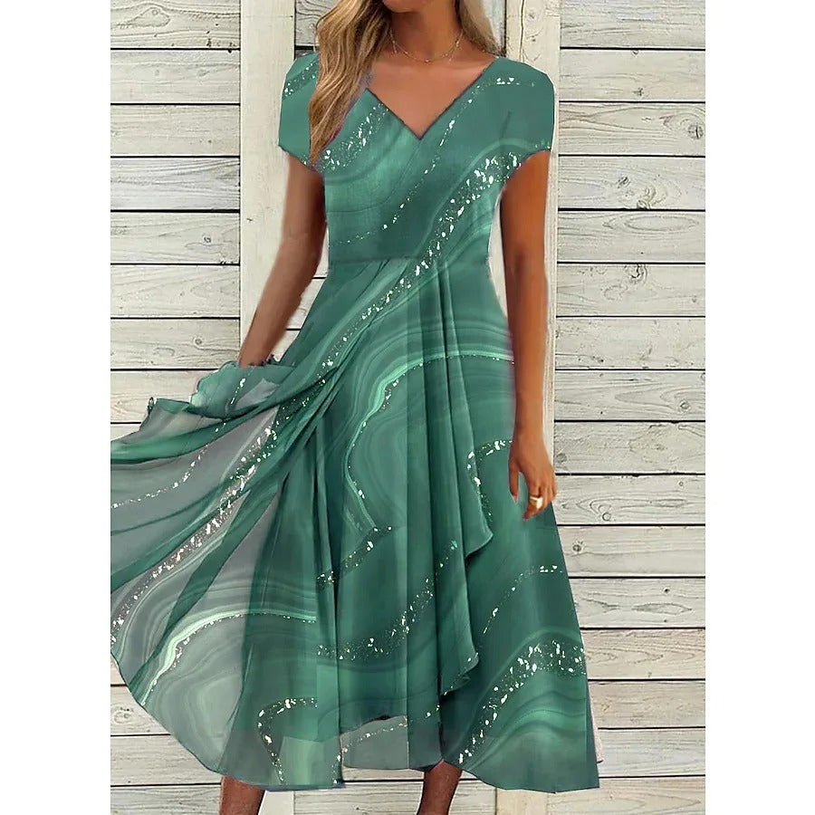 Elise | Women's V-neck Midi Dress – Midi, V-Neck