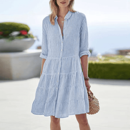 Alana | Women's Breezy Striped Dress With Buttons – Striped