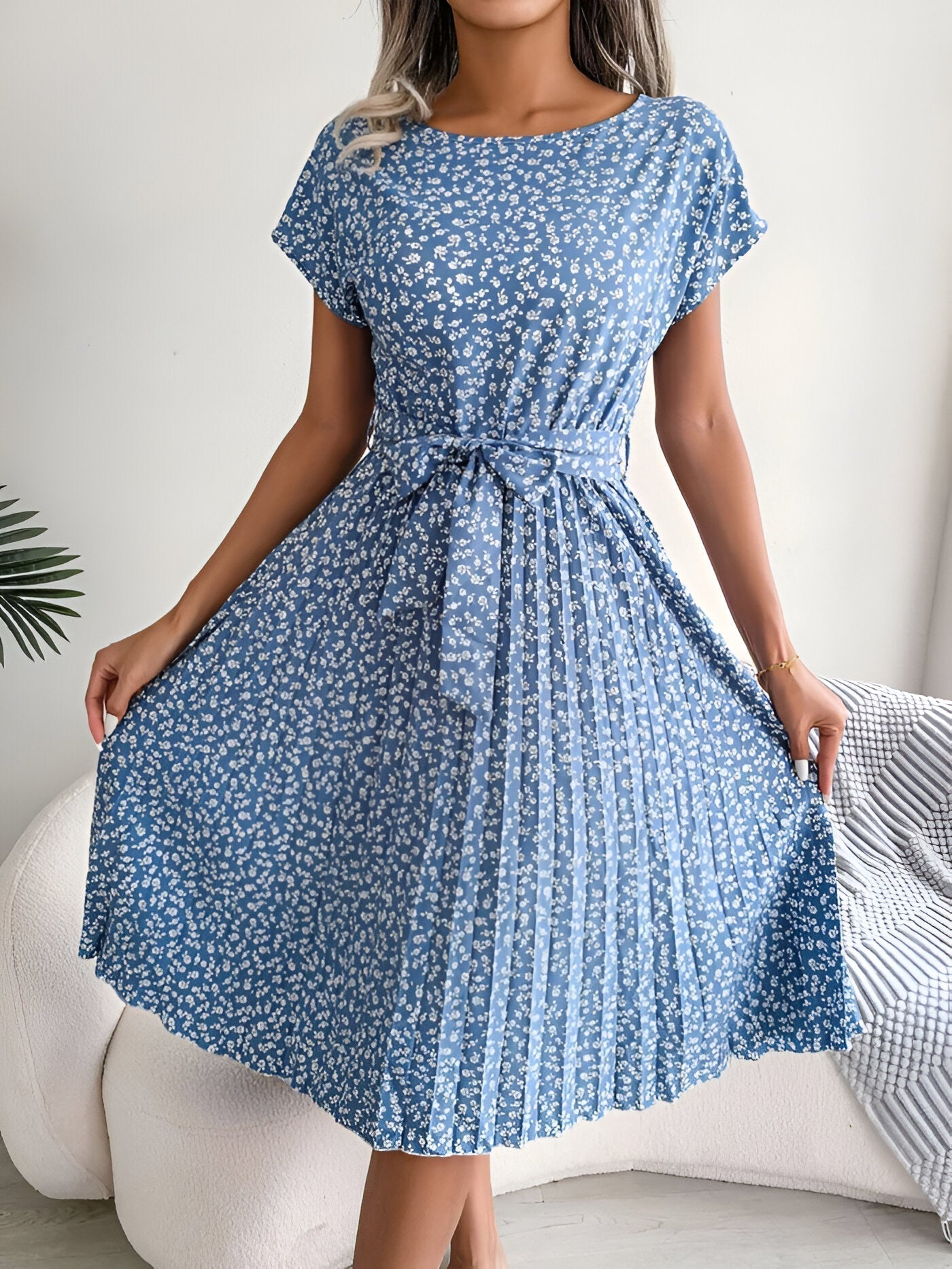 Courtney | Women's Flower Pleated Elegance Dress – Pleated