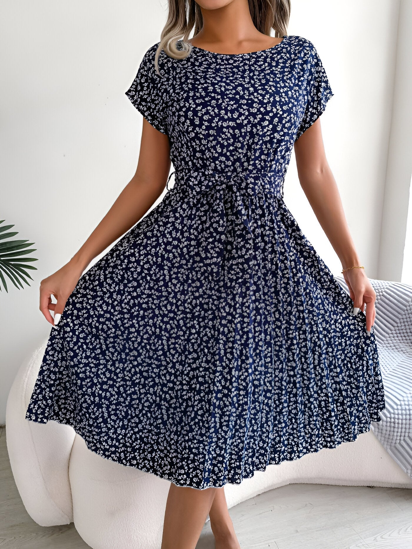 Courtney | Women's Flower Pleated Elegance Dress – Pleated
