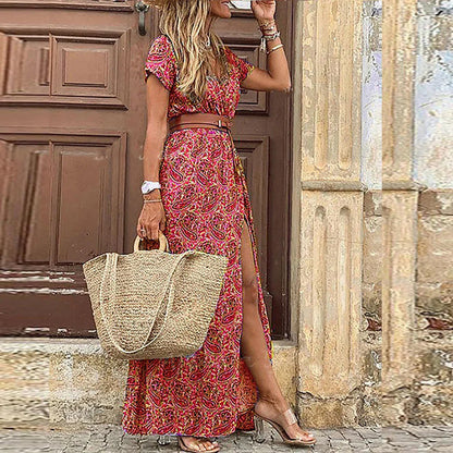 Cindy | Women's Airy Boho Maxi Dress With Matching Belt – Maxi, Boho