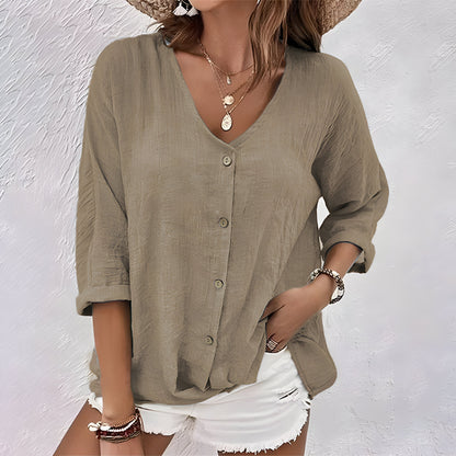 Azure | Women's Relaxed Button-Up Blouse – Casual