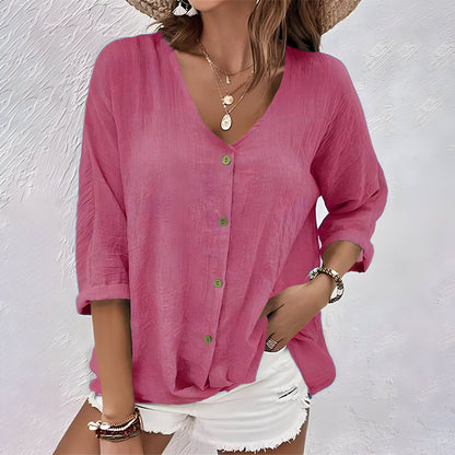 Azure | Women's Relaxed Button-Up Blouse – Casual
