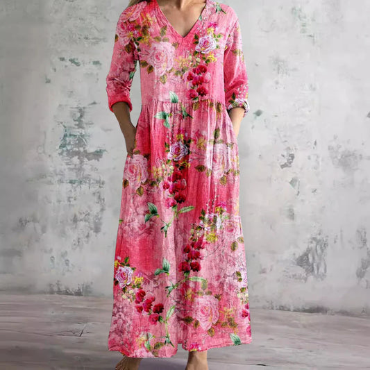 Blaire | Women's Floral V-Neck Maxi Dress – Maxi, Floral Print