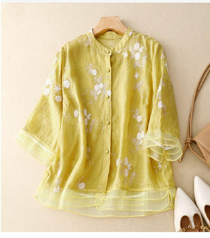 Ruby | Women's Chic Blouse with Floral Accents – Floral Print, Casual