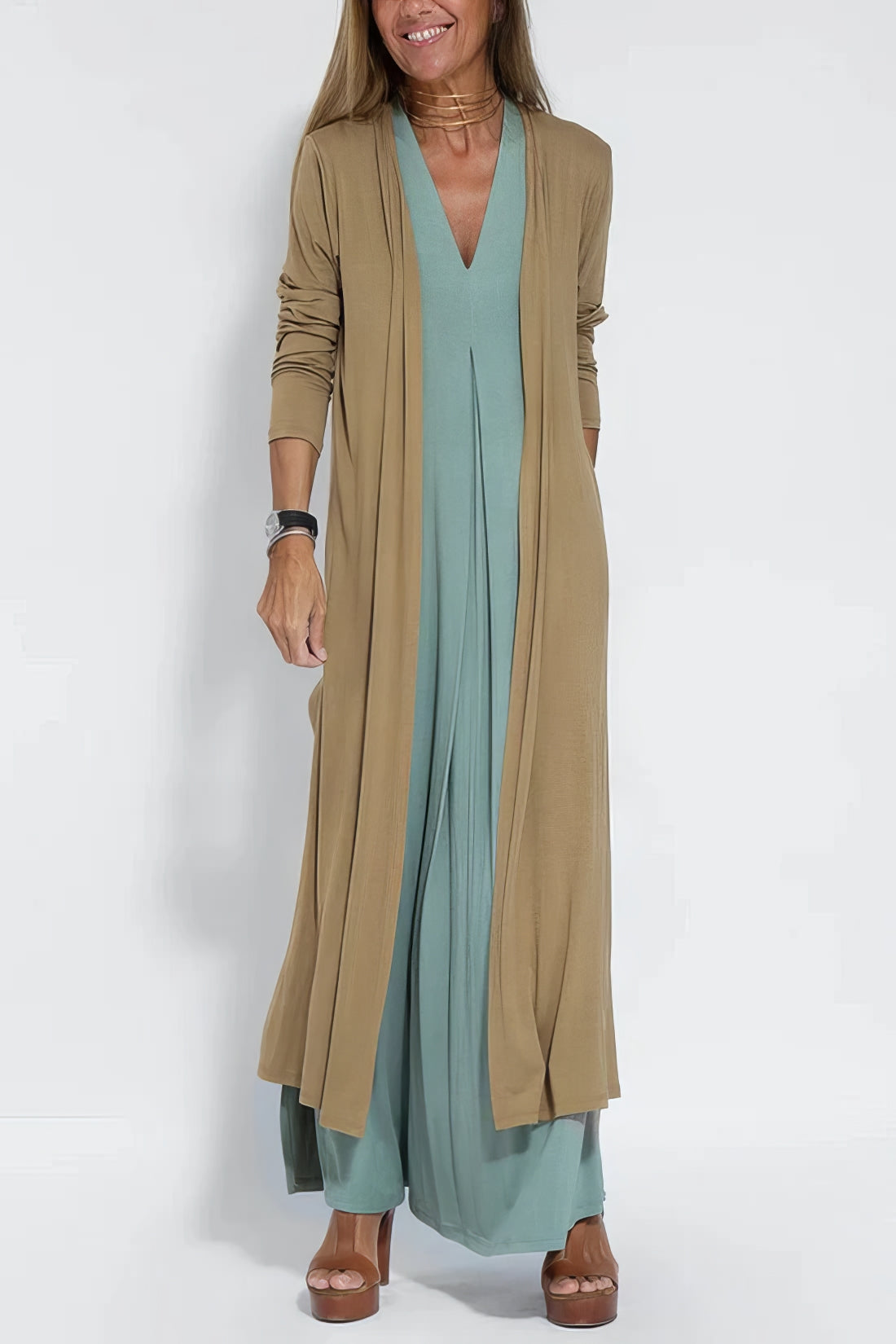 Atlas | Women's Elegant Long Dress with Coordinated Cardigan – Layering